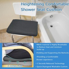 Shower Seat Cushion with Non-Slip Silicone Bottom,Soft 4D Mesh Fabric