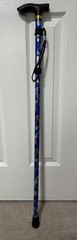 Adjustable Metal Folding Cane Green Floral Design, 33–37”, Lightweight Aluminu