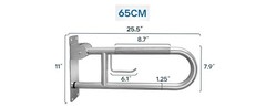 26-Inch Foldable Toilet Grab Bar – 90° Flip-Up Design, Premium 304 Stainless
