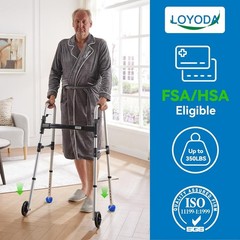 Folding Walker with 2 Precut Tennis Balls Supports Up to 350 Pounds,