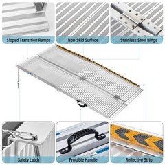 6ft Aluminum Wheelchair / scooter Ramp Portable Multi Folding for Mobility Aids