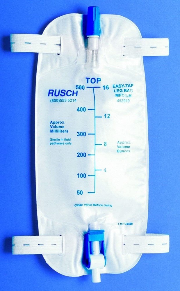 Premium White Leg Bag with Flip Valve and Straps 5 Count 19 oz