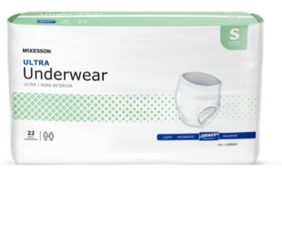 McKesson Ultra Absorbent Sz Small Unisex Pull on Underwear Tear Away Seams 22ct