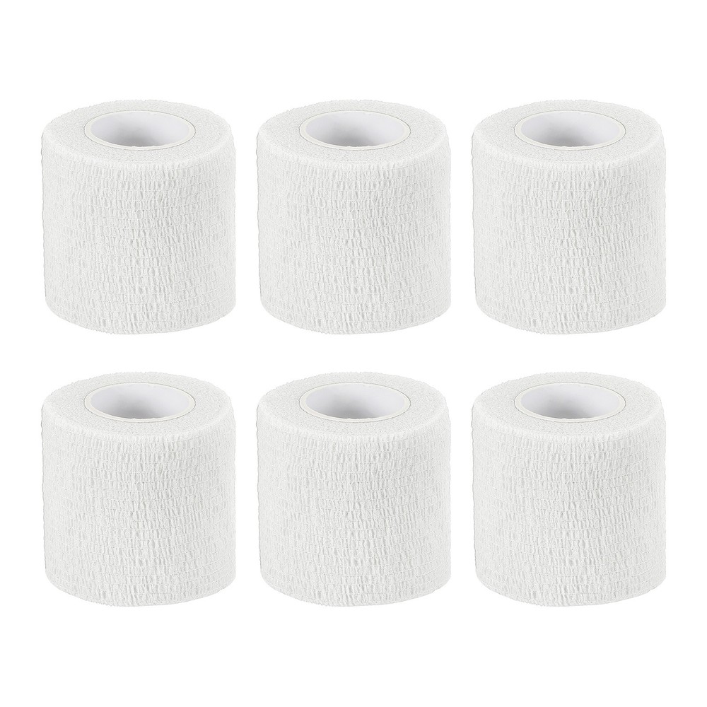 1″ x 177″ 6 Pcs Self Adhesive Bandage Wrap Elastic Self Tape White