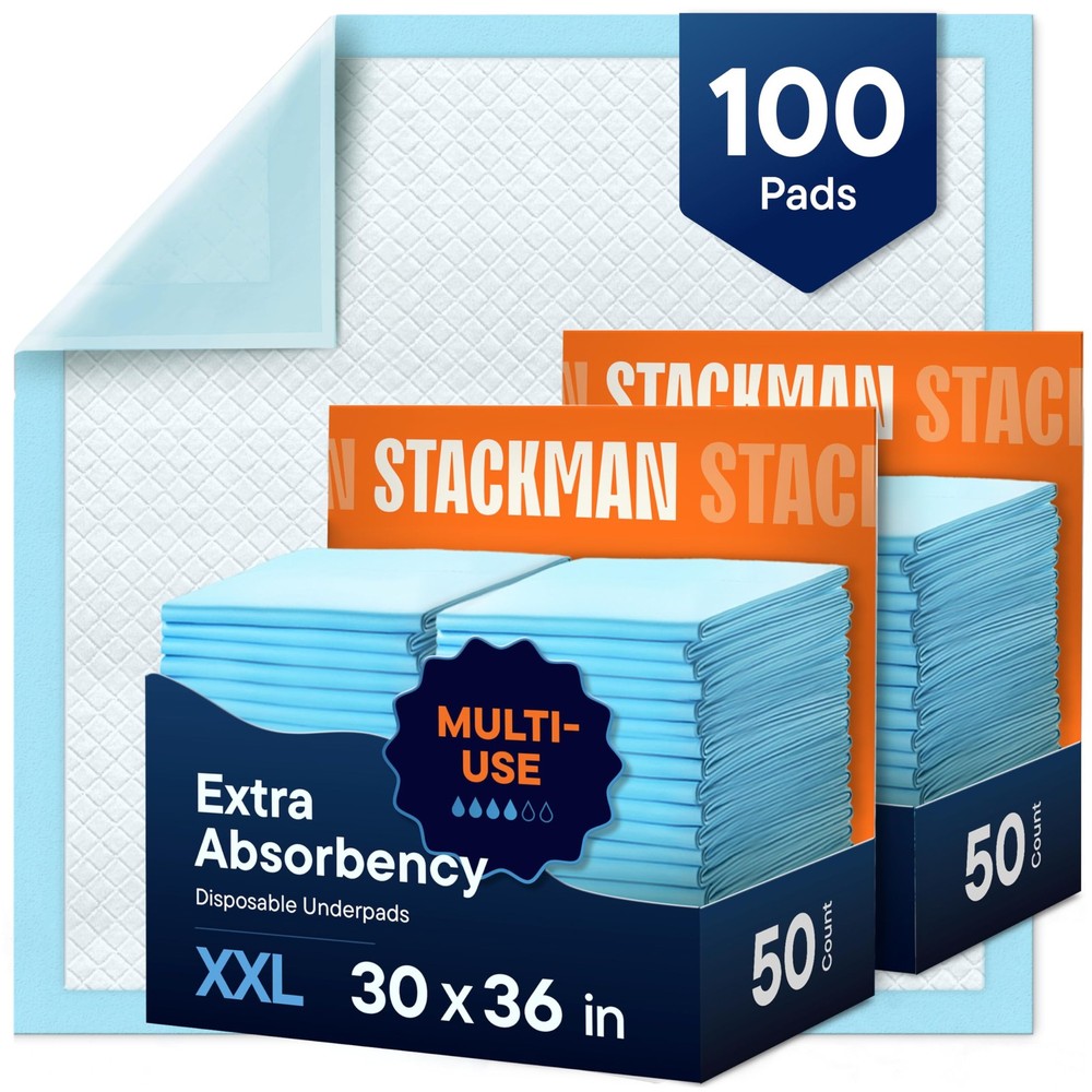 Chucks Pads Disposable Adult Underpads [100-Pack] 30″x36″ XXL 30″ x 36″, Blue