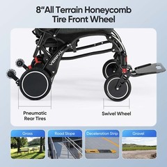 2PCS Battery 500W Carbon Fiber Electric Wheelchairs Mobility Scooter For Airline