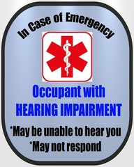Hearing Impaired Cochlear Seat Belt Cover and Window Decal Set Royal Blue