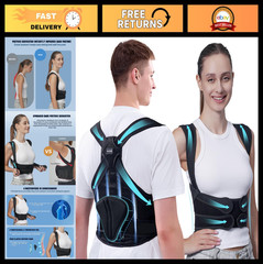 Adjustable Back Brace Posture Corrector with Detachable Pad for Pain Relief, Ful