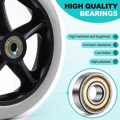 2Pcs 6 Inch Solid Wheelchair Replacement Wheels Rubber 6 inches, Grey