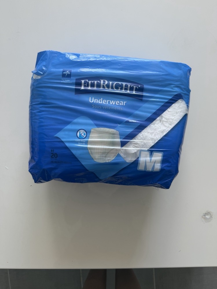 Medline FitRight Underwear Ultra, adult Medium, CASE of 20, incontinence diapers