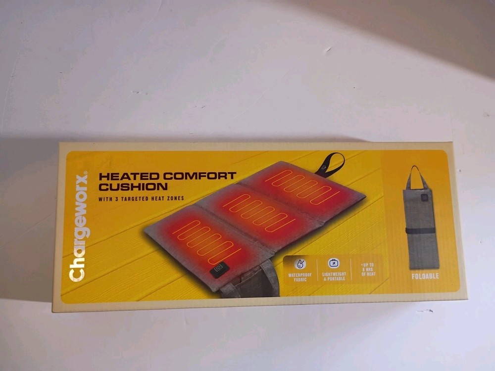 Chargeworx Heated Comfort Seat Cushion Outdoor Or Indoor Portable New