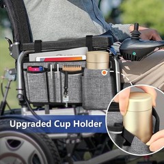 Wheelchair Side Storage Bag with Cup Holder Wheelchair Armrest Accessories Pouch