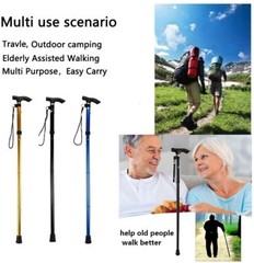 Adjustable Walking Cane Aluminum Walking Stick Folding Collapsible Travel Hiking