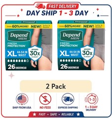 ( 2 pack ) Depend Fresh Protection Incontinence Underwear for Men, XL, 26 Count