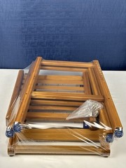 2-Tier Bamboo Shower Stool, Wooden Spa Bathing Stool, NEW 16x12x15