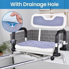 Sliding Tub Transfer Bench Shower Chair w/ 360 Degree Swivel Seat 220LBS