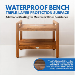 Elegant 24″ Waterproof Teak Wood Shower Bench for Safety and Storage