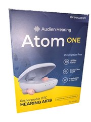 Audien Hearing Atom One CIC Rechargeable OTC Hearing Aids Pair w/ Charging Case
