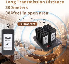Restaurant Pager System, 10 Wireless Pagers, Touch Keyboard Calling Customers Wa