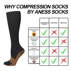 6 Pairs Copper Compression Socks 20-30mmHg Graduated Support Mens Womens S-XXL