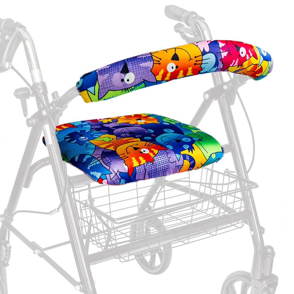 Top Glides Universal Rollator Walker Seat and Backrest Covers Cats