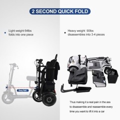 Double Motor 700W 3-Wheels Folding Electric Mobility Scooter Portable Scooter
