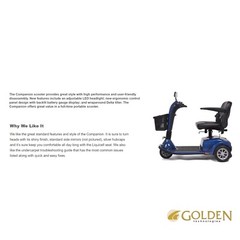 GOLDEN TECHNOLOGIES® 3-WHEEL COMPANION LUXURY MID-SIZE SCOOTER GC240