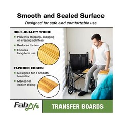 Fablife 50-3004 Transfer Board, 2 Handgrips, 8″ x 24″ 8″ X 24″ Wood – 2 Cutouts