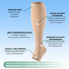 Elastic Open Toe Copper Compression Socks 20-30mmHg Knee-High Breathable Unisex