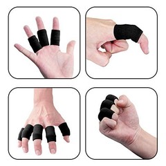 10PCS Finger Sleeves Thumb Splint Brace Compression Support Pain Relief Black
