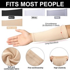 Eurzom 4 Pairs Arm Protection Sleeve 9 Inch Long, Black, White, Gray, Beige