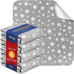 Waterproof Incontinence Chair Pads Quilted Seat Pads Cover 4 Pack 22″x21″Gray