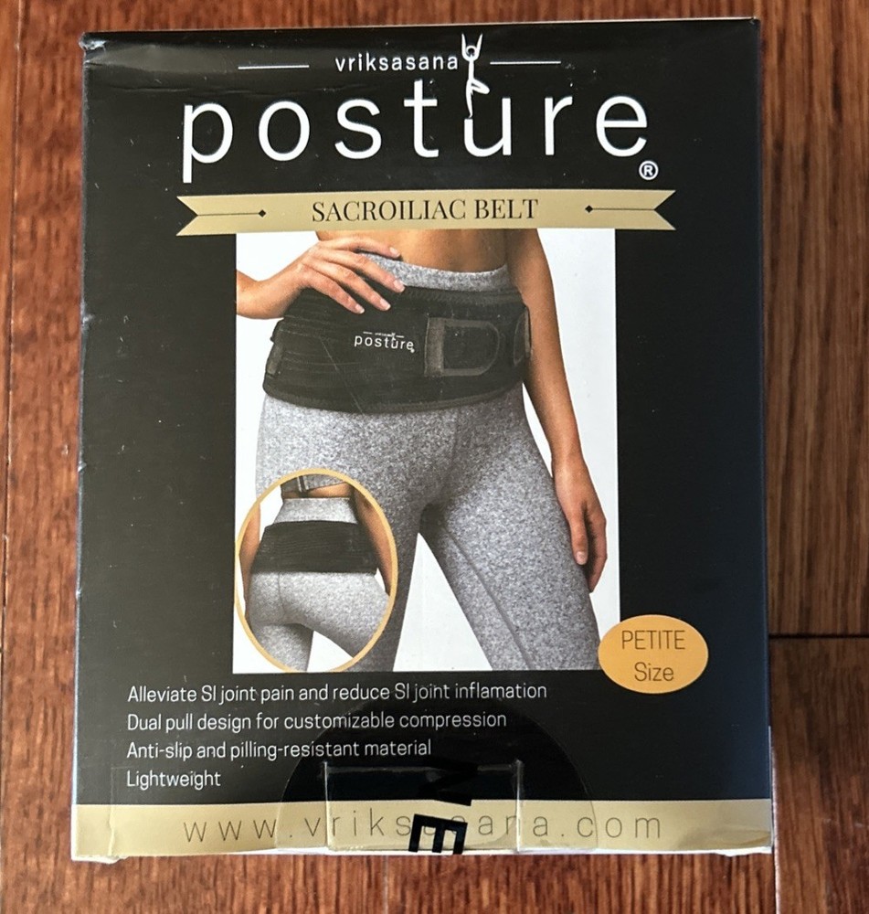 Vriksasana Posture Sacroiliac Hip Belt | Petite Black, 26in – 31in