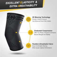 2 Pack Elbow Compression Sleeves – Breathable 3D Knit, Moisture-Wicking, Pain Re