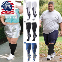 1Pair plus Size Compression Socks for Women Men Wide Calf 20-30Mmhg Extra Large