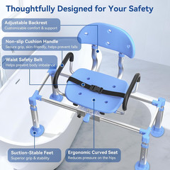 550Lbs Heavy Duty Sliding Shower Chair Tub Transfer Bench with 360° Swivel Seat,