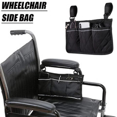 Wheelchair Side Bag Armrest Storage Pouch with Cup Holder, Hanging Organizer