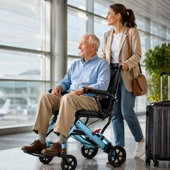 Lightweight Transport Wheelchair Foldable with Flip Armrests Swing Away Footrest