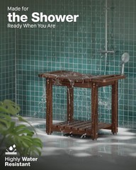 23″ Teak Shower Bench Teak Shower Stool Curved Seat,Wooden Stool for Bathroom,Te