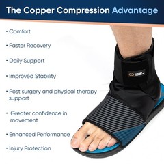 Copper Compression Ankle Brace – Adjustable Lace Up Small/Medium, Black