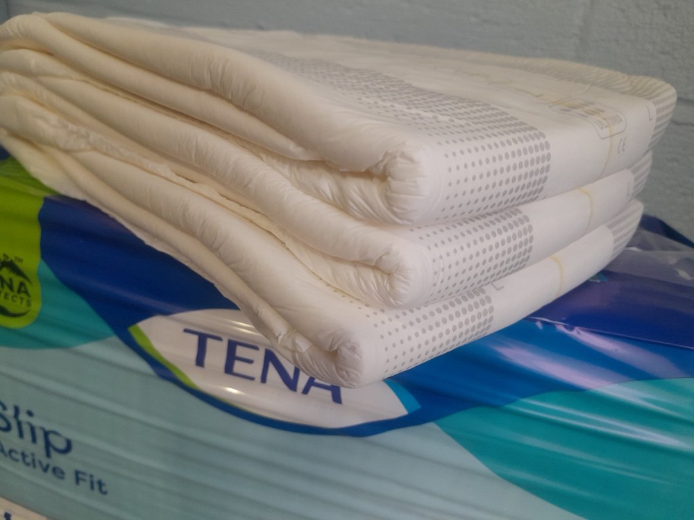 Tena Slip Ultima plastic backed adult diaper Sample of 3 diapers size Large