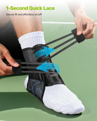Quick Lace up Ankle Brace with 2 Metal Support Stays, Breathable Stabilizer for