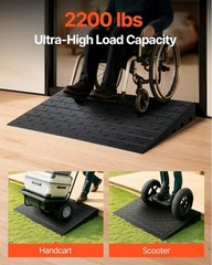 4″ Rise Rubber Threshold Ramp Door Ramp Curb Ramp with 3 Channels Cord Driveway