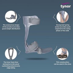 TYNOR Foot Drop Splint With Liner Ankle Orthosis Leaf Spring Plantar Flexion