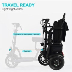 MotoTec Folding Mobility Electric Trike 48v 700w Motors Lithium – Black