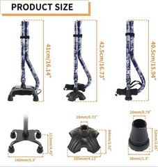 Foldable Walking Cane Floral Printed 5-Level Adjustable Height. Bottoms to Pick