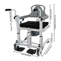 Elderly Transport Wheelchair Adjustable Lift Nursing Chair w/ Toilet Bucket