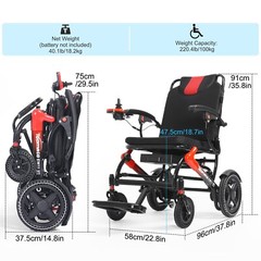 TopMate EW11 Electric Power Wheelchair for Seniors Adults Lightweight Foldable