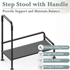 Seniors Assist Step Stool with Support Handrail, Non-Slip Platform, Height Ad…