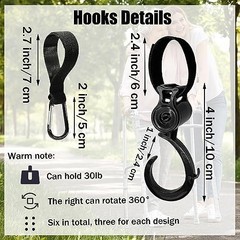 6Pcs Hooks for Walker Rollator Wheelchair Stroller Basket Ttray Accessories for